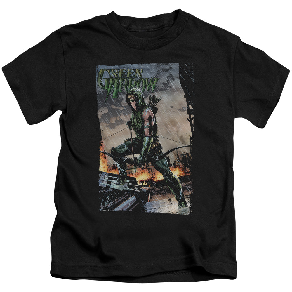 Justice League Fire and Rain Juvenile Kids Youth T Shirt Black