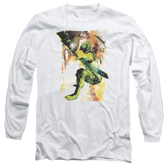 Justice League Painted Archer Mens Long Sleeve Shirt White