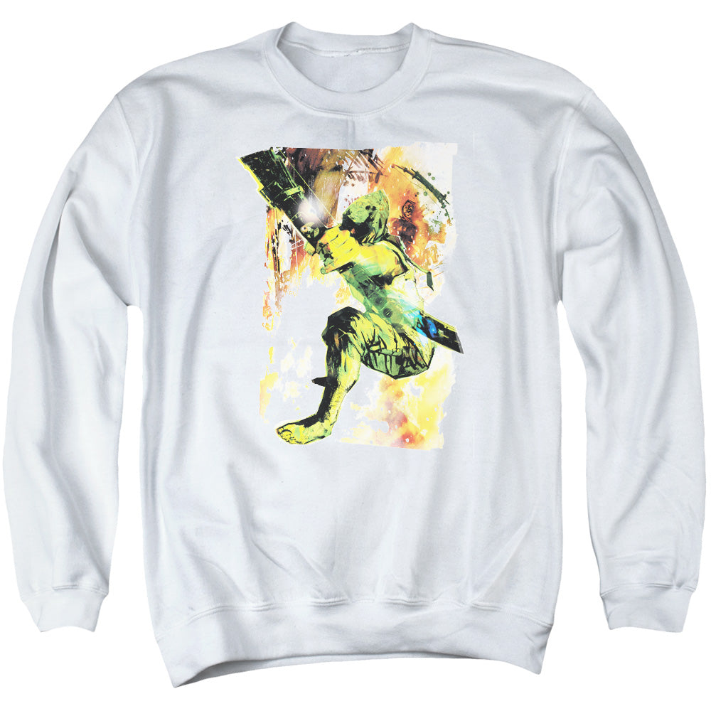 Justice League Painted Archer Mens Crewneck Sweatshirt White