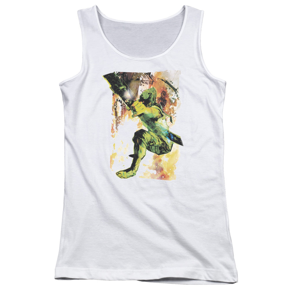 Justice League Painted Archer Womens Tank Top Shirt White