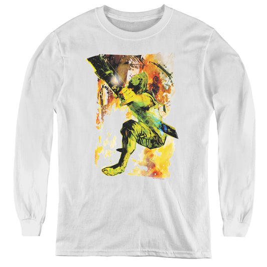 Justice League Painted Archer Long Sleeve Kids Youth T Shirt White