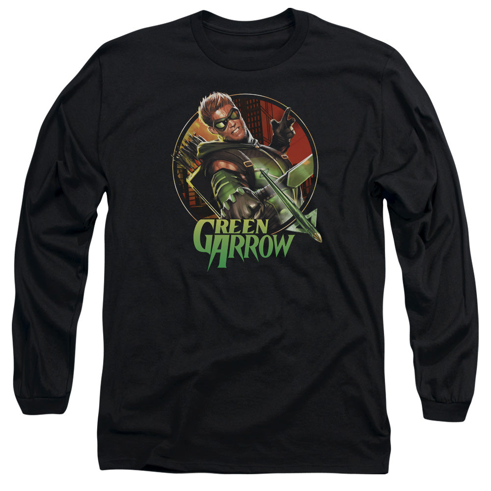 Justice League Sunset Archer Mens Long Sleeve Shirt Black