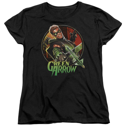 Justice League Sunset Archer Womens T Shirt Black