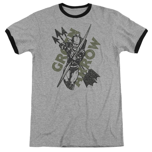 Justice League Archers Arrows Heather Ringer Mens T Shirt Heather