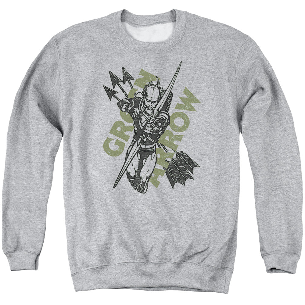 Justice League Archers Arrows Mens Crewneck Sweatshirt Athletic Heather