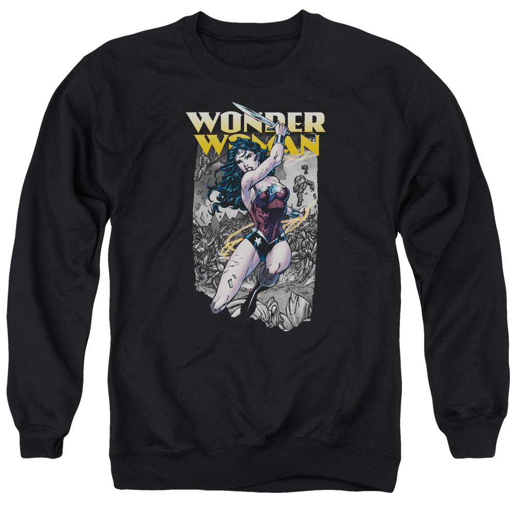 Justice League Wonder Slice Mens Crewneck Sweatshirt Black