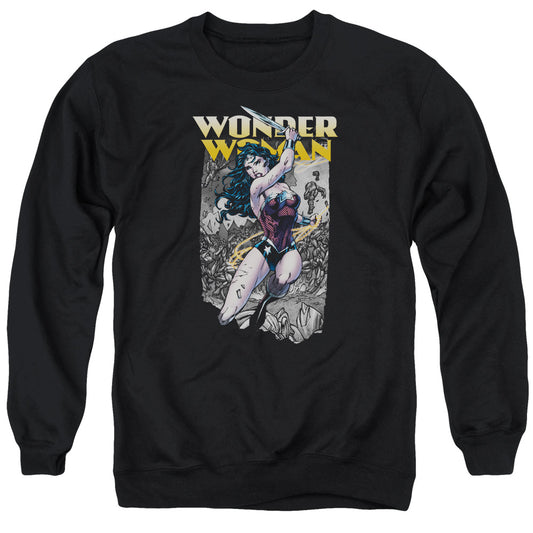 Justice League Wonder Slice Mens Crewneck Sweatshirt Black