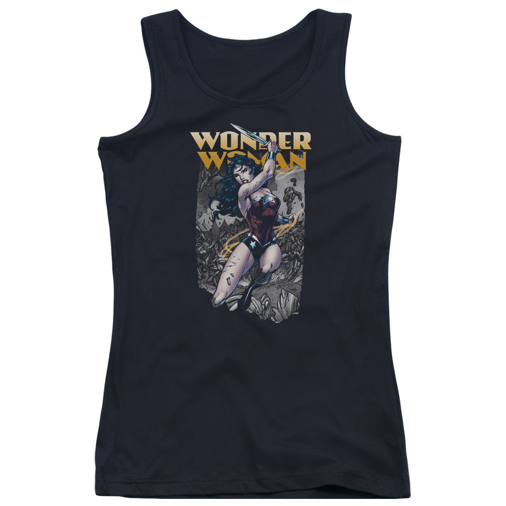 Justice League Wonder Slice Womens Tank Top Shirt Black