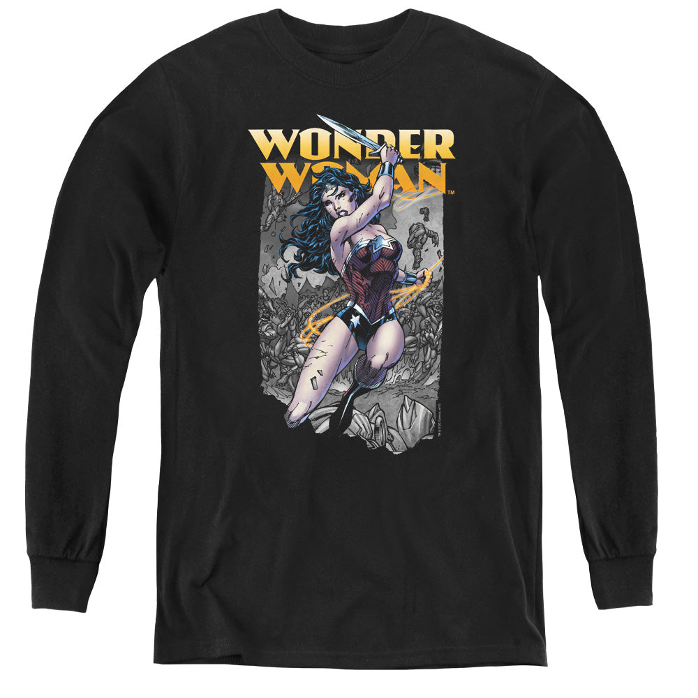Justice League Wonder Slice Long Sleeve Kids Youth T Shirt Black