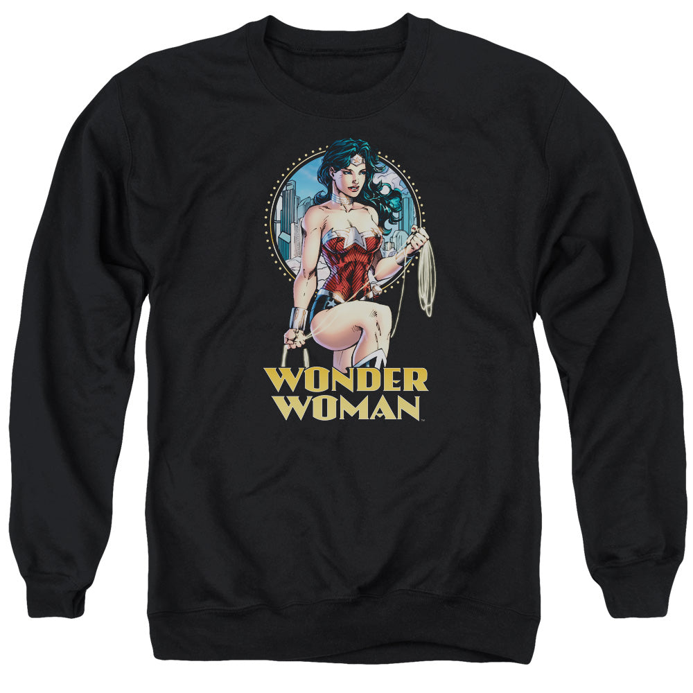 Justice League City Warrior Mens Crewneck Sweatshirt Black