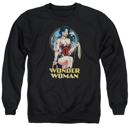 Justice League City Warrior Mens Crewneck Sweatshirt Black