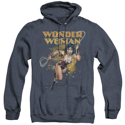 Justice League Of America Star Lasso Mens Heather Hoodie Navy Officially Licensed