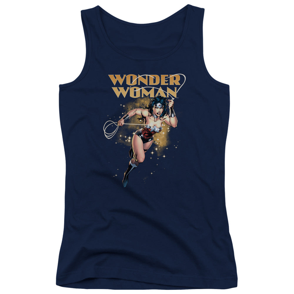 Justice League Star Lasso Womens Tank Top Shirt Navy Blue