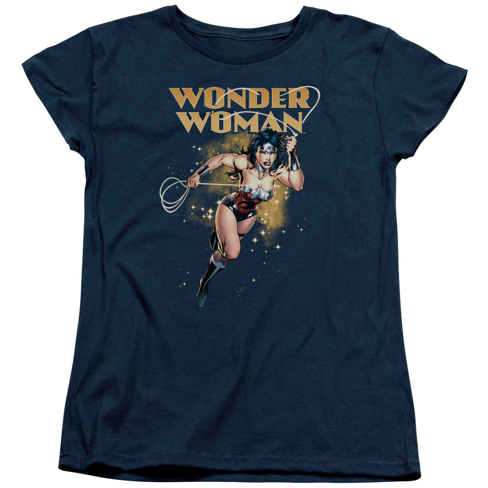 Justice League Star Lasso Womens T Shirt Navy Blue