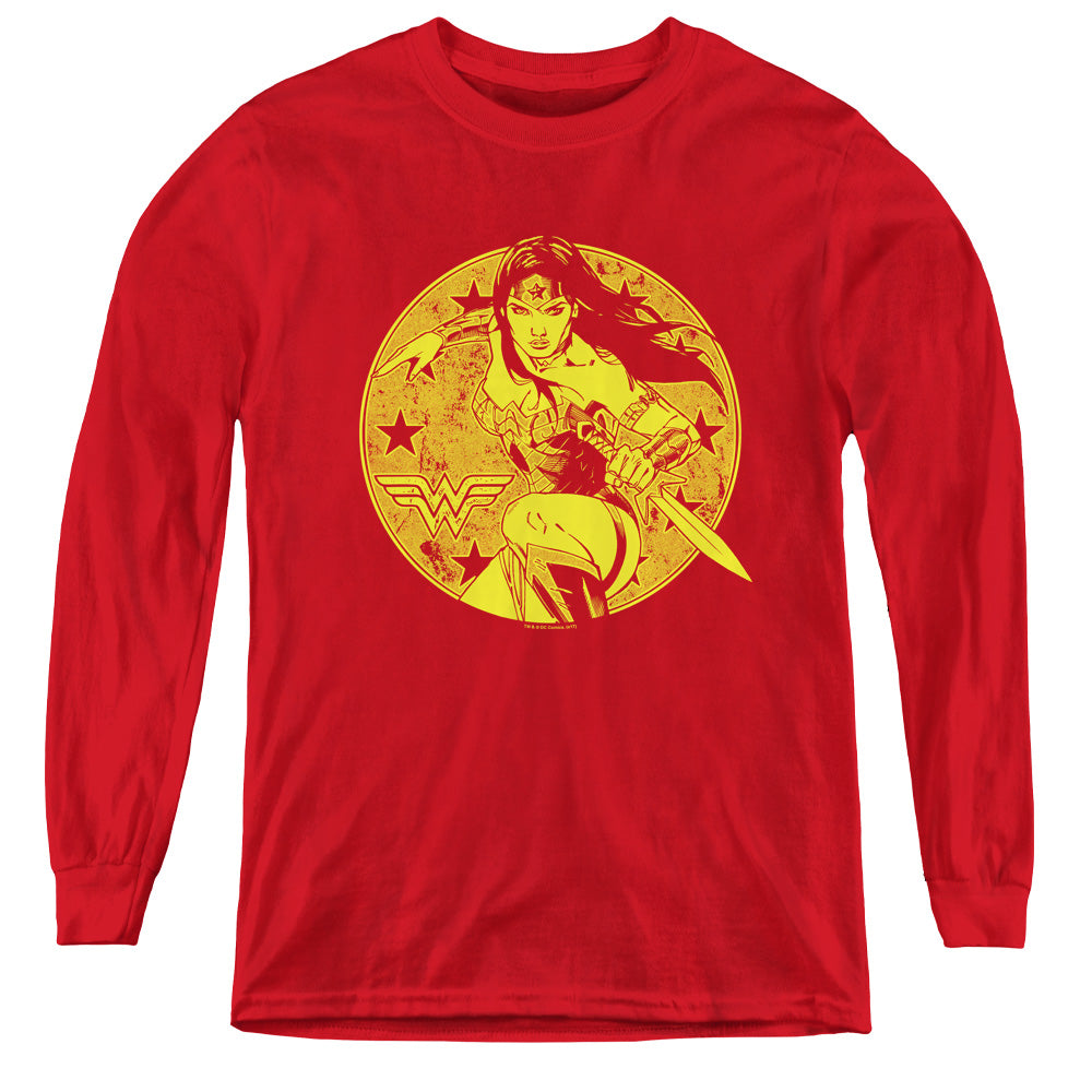 Justice League Young Wonder Long Sleeve Kids Youth T Shirt Red