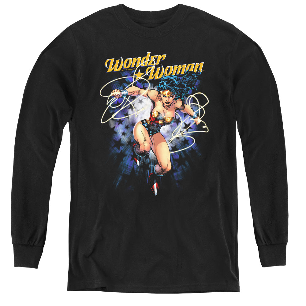 Justice League Starburst Long Sleeve Kids Youth T Shirt Black