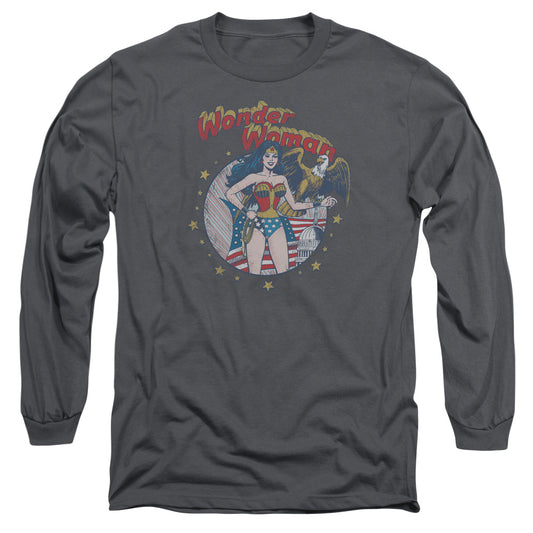 Justice League at Your Service Mens Long Sleeve Shirt Charcoal