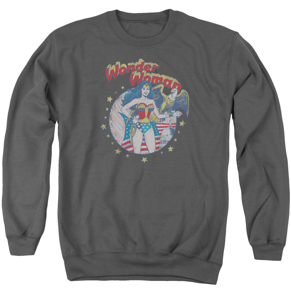 Justice League at Your Service Mens Crewneck Sweatshirt Charcoal