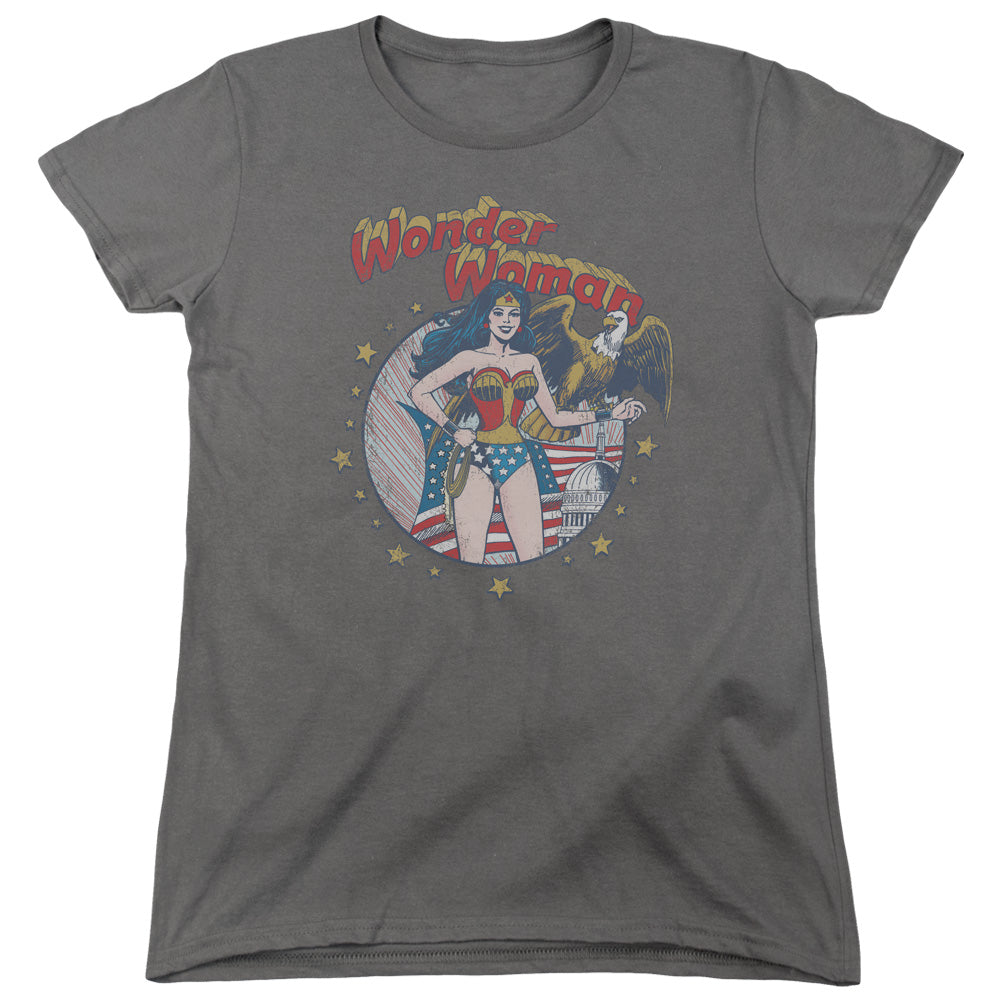 Justice League at Your Service Womens T Shirt Charcoal