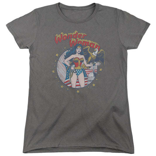 Justice League at Your Service Womens T Shirt Charcoal