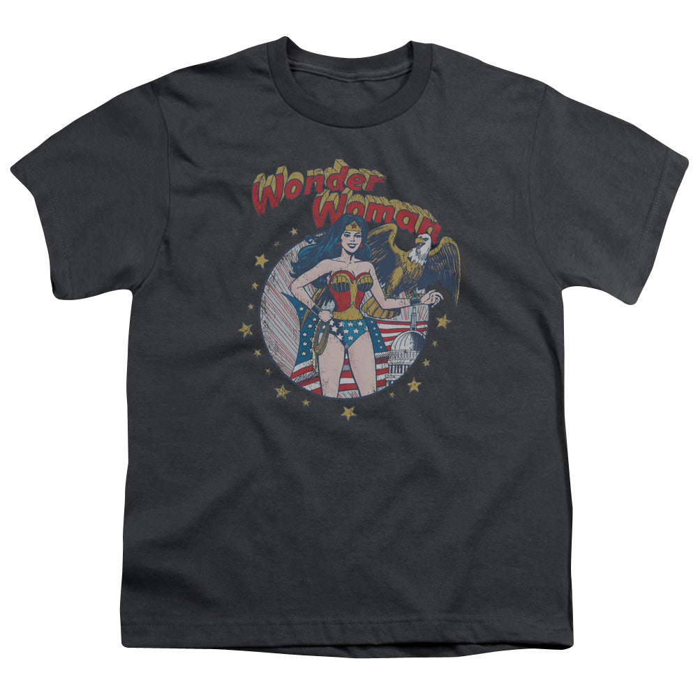 Justice League at Your Service Kids Youth T Shirt Charcoal