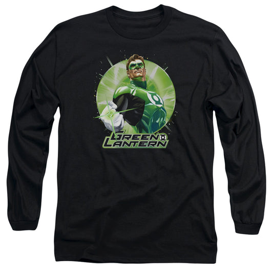 Justice League Green Static Mens Long Sleeve Shirt Black