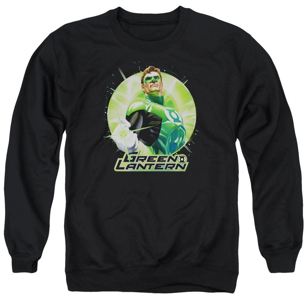 Justice League Green Static Mens Crewneck Sweatshirt Black