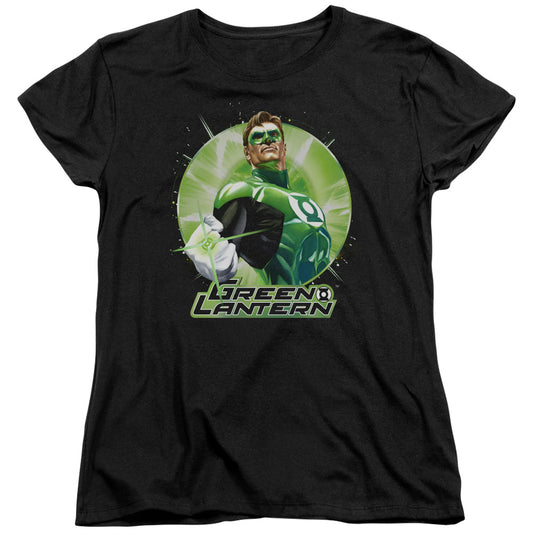 Justice League Green Static Womens T Shirt Black
