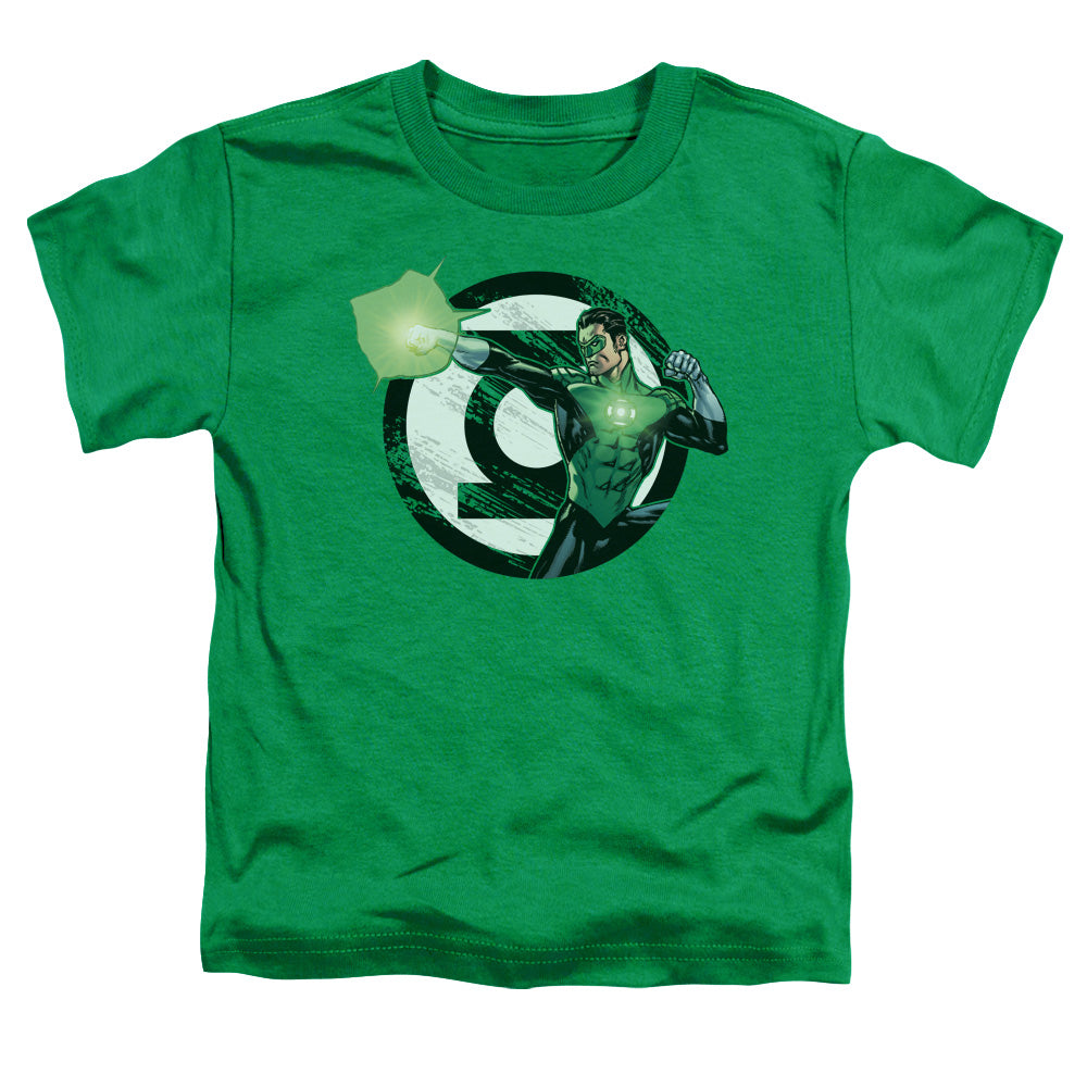 Justice League Blasting Logo Toddler Kids Youth T Shirt Kelly Green