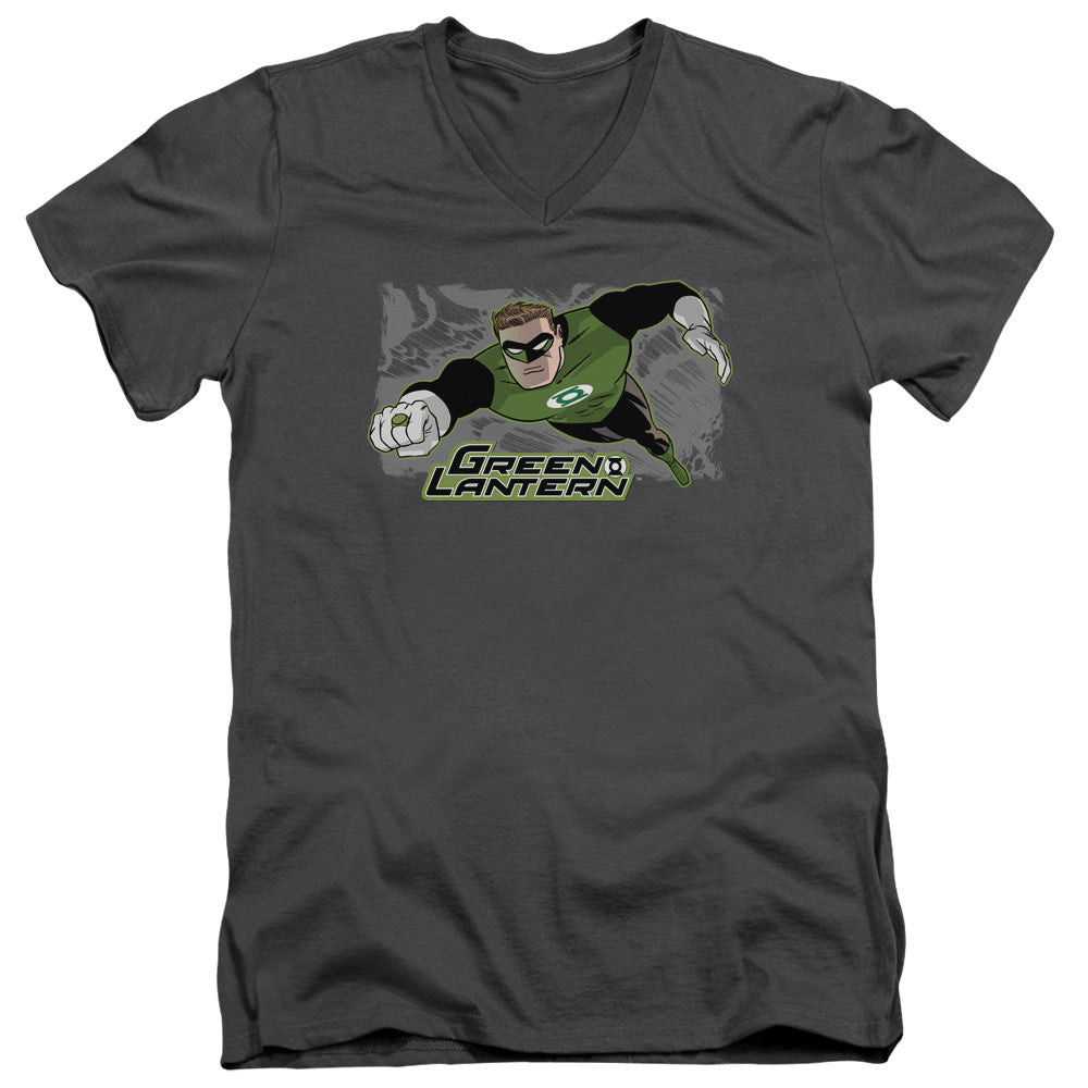 Justice League Space Cop Mens Slim Fit V-Neck T Shirt Charcoal