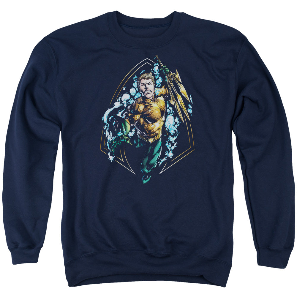 Justice League Thrashing Mens Crewneck Sweatshirt Navy Blue