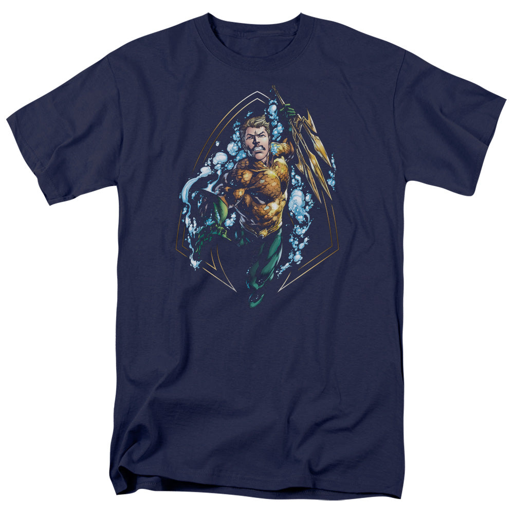 Justice League Thrashing Mens T Shirt Navy Blue