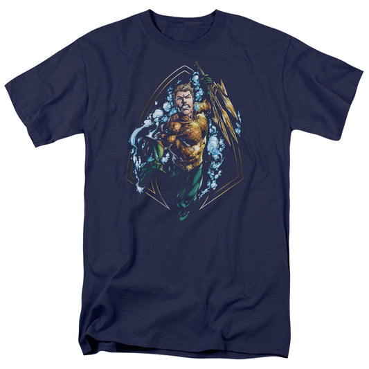 Justice League Thrashing Mens T Shirt Navy Blue
