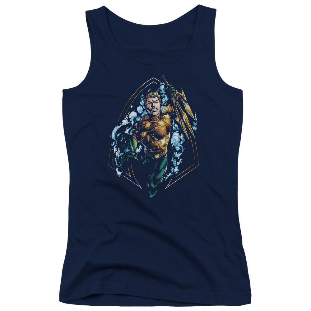 Justice League Thrashing Womens Tank Top Shirt Navy Blue