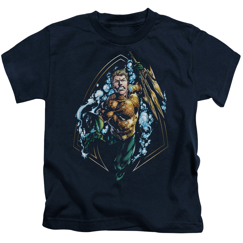 Justice League Thrashing Juvenile Kids Youth T Shirt Navy Blue