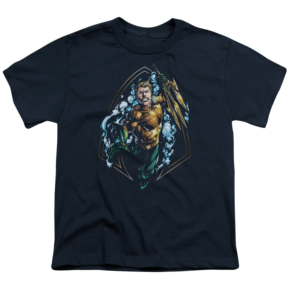 Justice League Thrashing Kids Youth T Shirt Navy Blue
