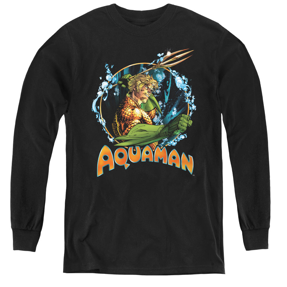 Justice League Ruler of the Seas Long Sleeve Kids Youth T Shirt Black