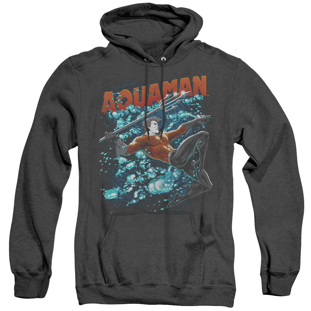 Justice League Aqua Bubbles Heather Mens Hoodie Black
