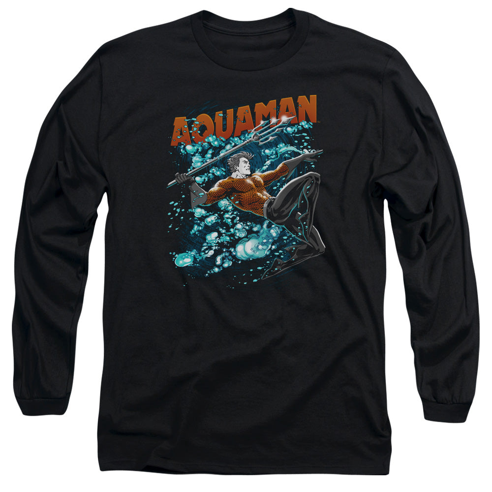Justice League Aqua Bubbles Mens Long Sleeve Shirt Black