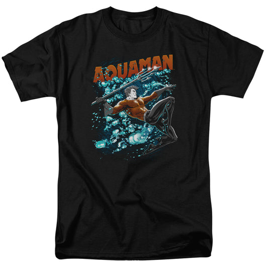Justice League Aqua Bubbles Mens T Shirt Black