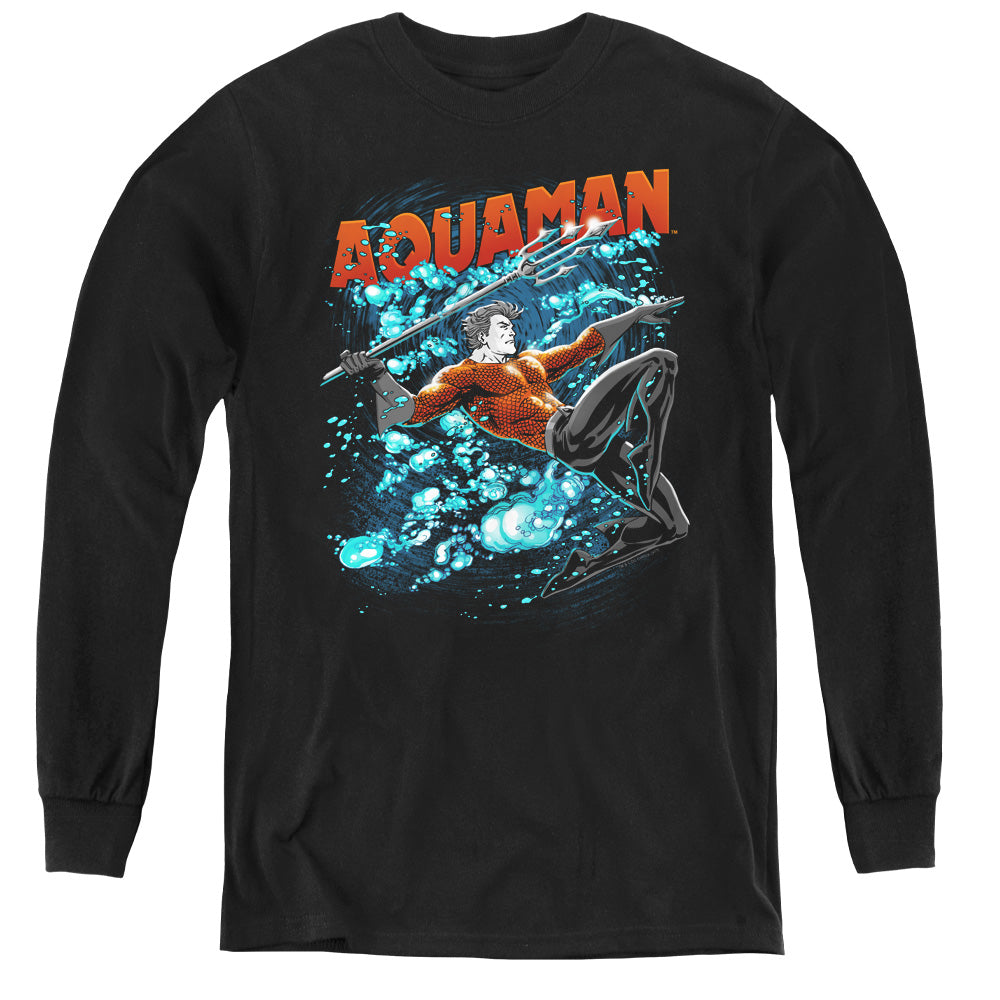 Justice League Aqua Bubbles Long Sleeve Kids Youth T Shirt Black