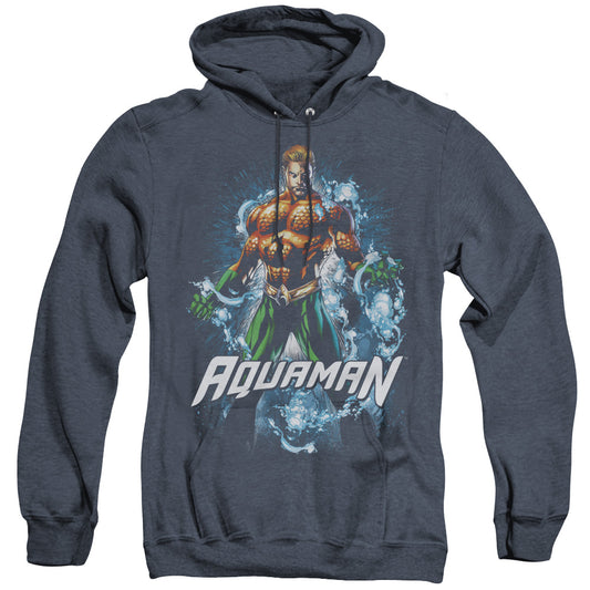 Justice League Water Powers Heather Mens Hoodie Navy Blue