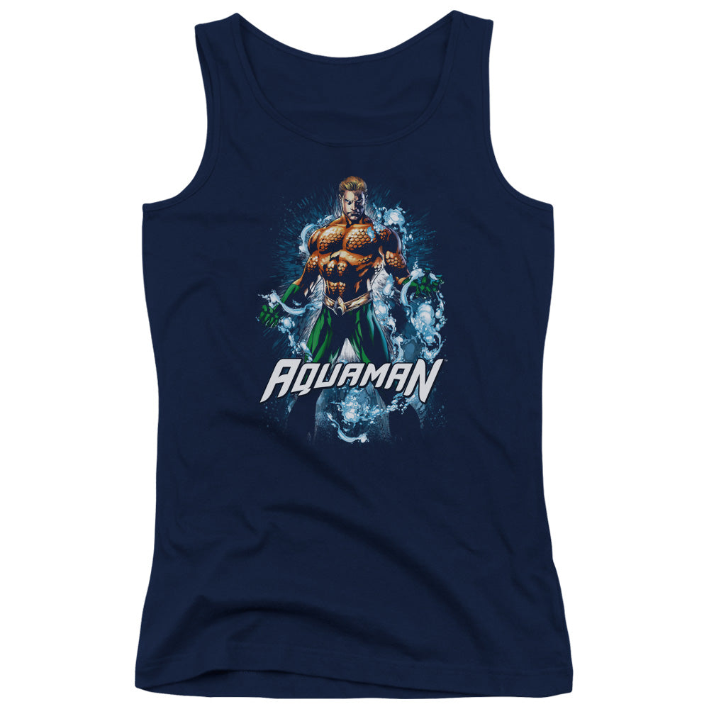 Justice League Water Powers Womens Tank Top Shirt Navy Blue