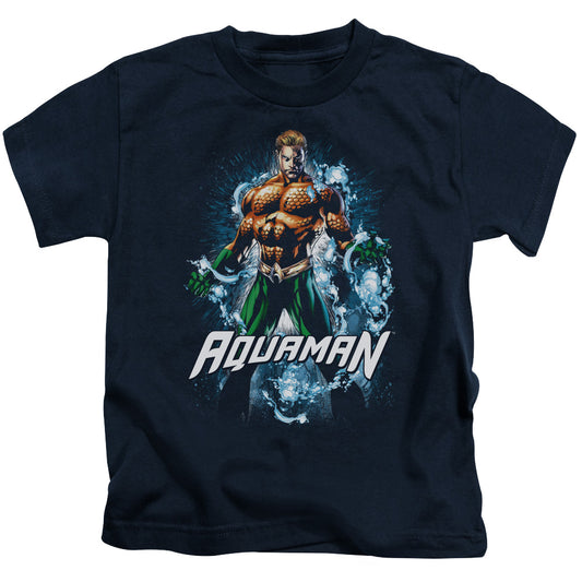 Justice League Water Powers Juvenile Kids Youth T Shirt Navy Blue