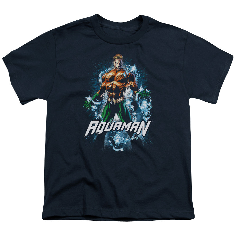Justice League Water Powers Kids Youth T Shirt Navy Blue