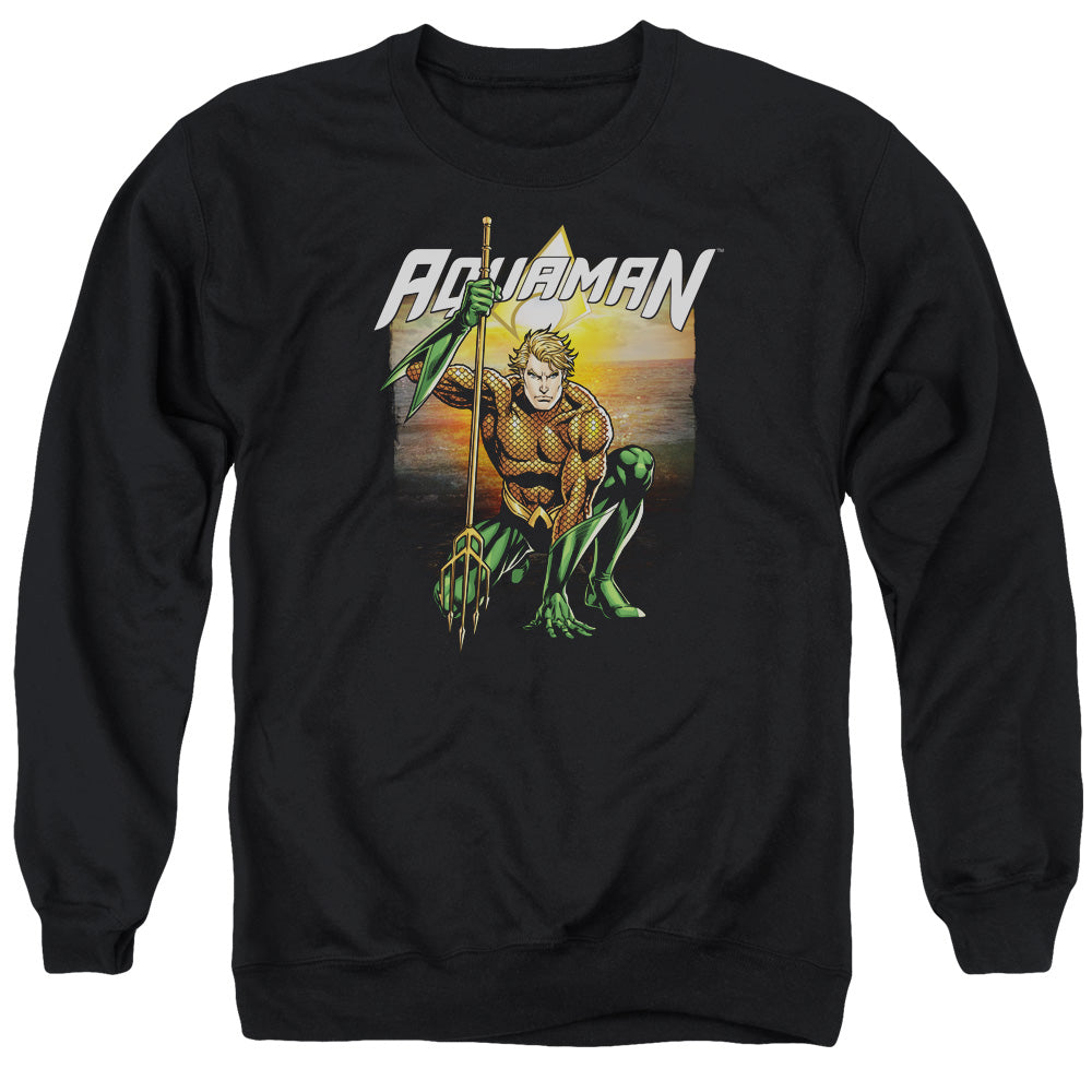 Justice League Beach Sunset Mens Crewneck Sweatshirt Black