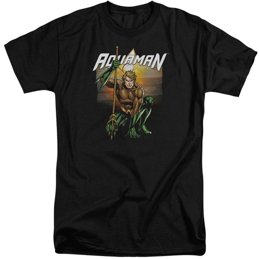 Justice League Beach Sunset Mens Tall T Shirt Black