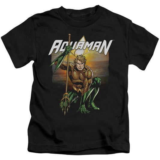 Justice League Beach Sunset Juvenile Kids Youth T Shirt Black
