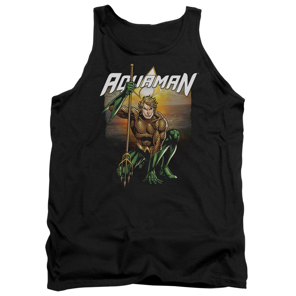 Justice League Beach Sunset Mens Tank Top Shirt Black