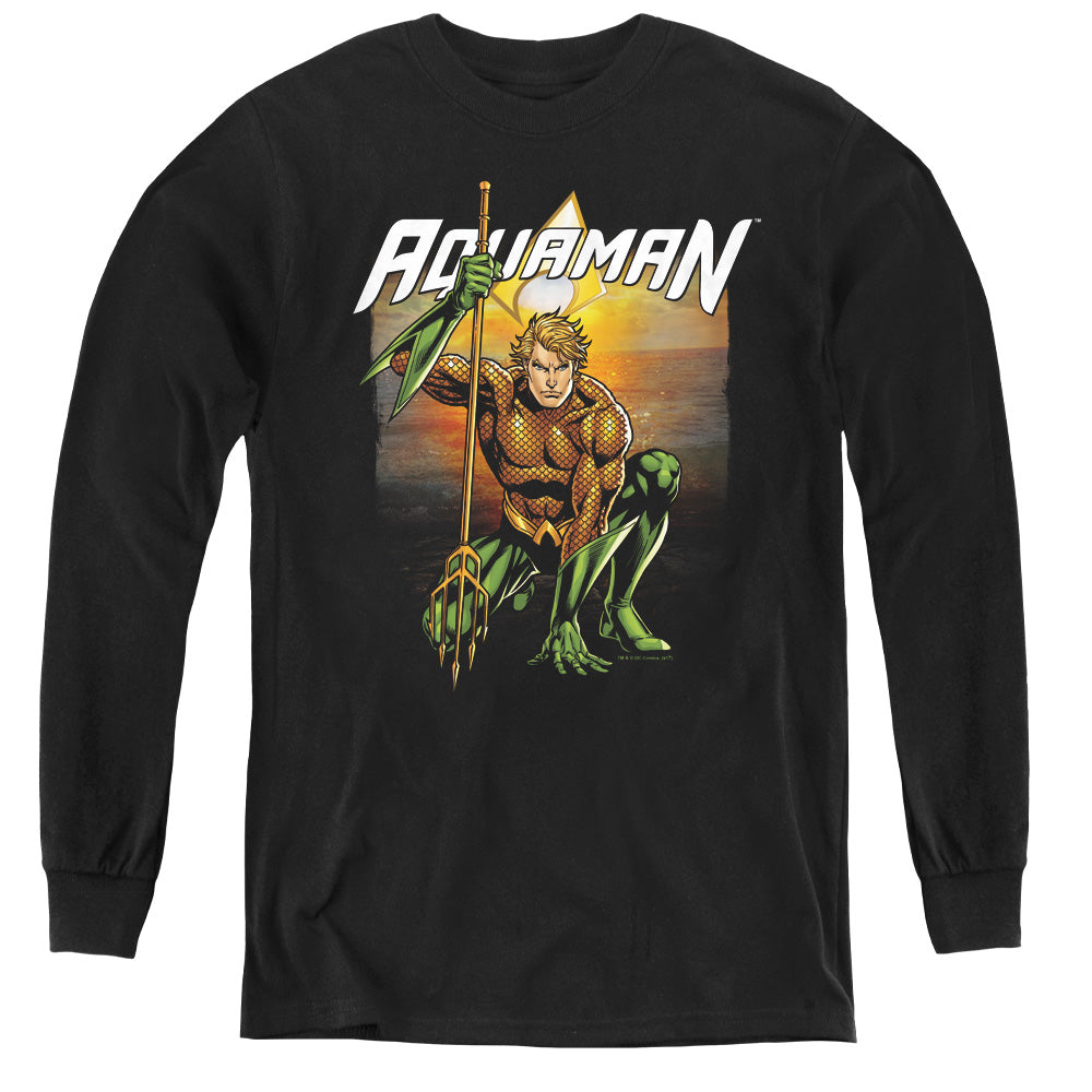 Justice League Beach Sunset Long Sleeve Kids Youth T Shirt Black